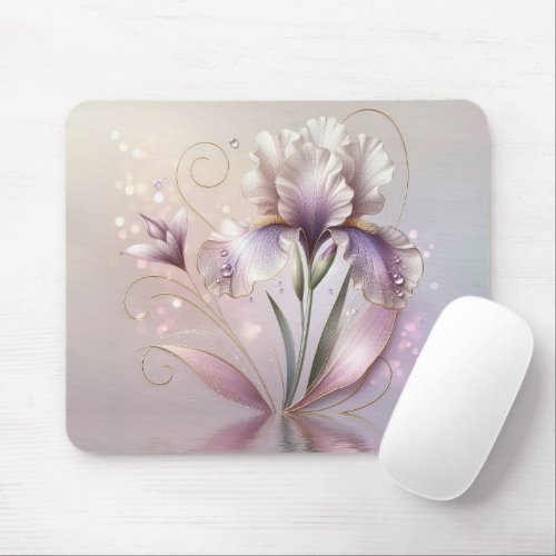 Elegant Iris Flower With Gold  Mouse Pad