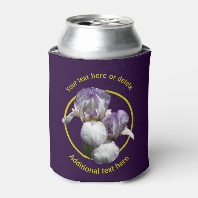 Elegant Iris Flowers Personalized  Can Cooler (Can Front)