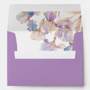 Elegant Iris Lilac Floral Wedding Envelope
