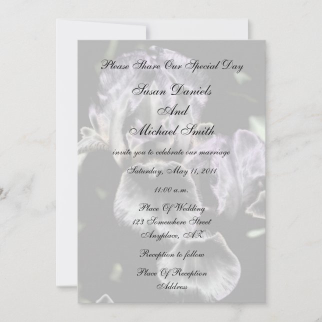 Elegant Iris Pair Floral Wedding Invitation (Front)