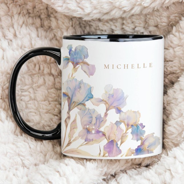 Elegant Iris Personalized Floral Mug (Creator Uploaded)