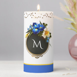 Elegant Irises Monogrammed Pillar Candle