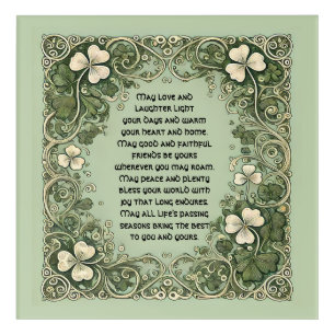 Elegant Irish Blessing with Celtic Shamrock Border Acrylic Print