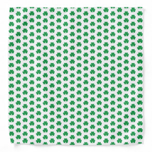 Elegant Irish Shamrock Clover Pattern Green White Bandana