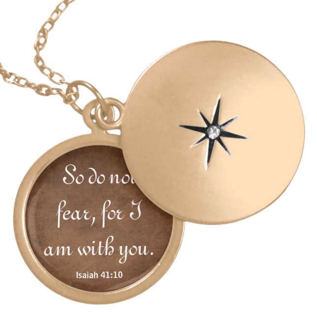 Elegant Isaiah 41:10 Do Not Fear Christian Gold Plated Necklace (Front)