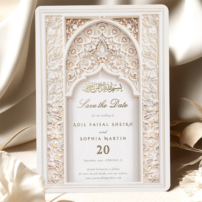 Elegant Islamic Arch Save the Date Invitation Foil Invitation (Creator Uploaded)