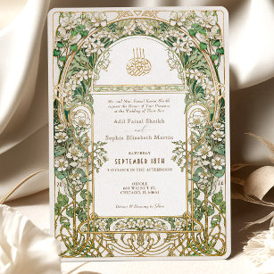 Elegant Islamic Floral Wedding Invitation Suite
