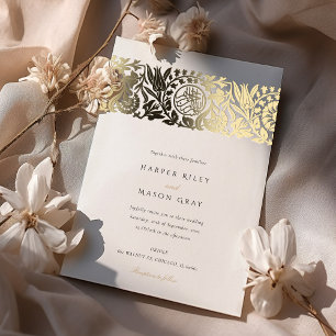 Elegant Islamic Foil Beige Ivory Wedding Invitation