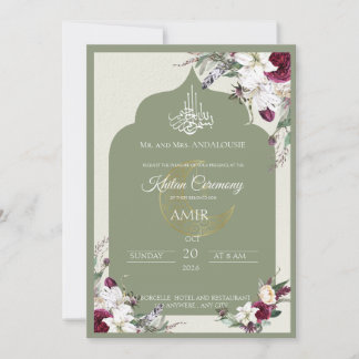 Elegant Islamic Khitan Ceremony Floral Invitation