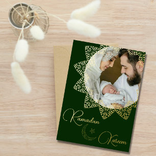 Elegant Islamic Mandala Ramadan Kareem Photo Foil Holiday Card