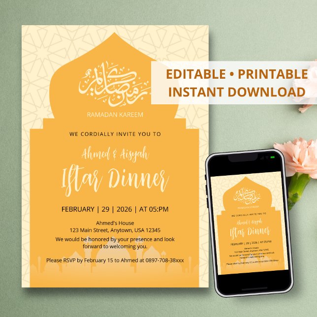 Elegant Islamic Mosque Silhouette Ramadan Iftar Invitation (Creator Uploaded)