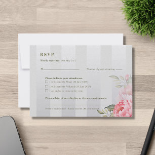 Elegant Islamic Nikah Walima Floral Blush Peony RSVP Card