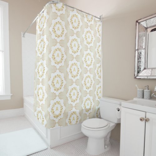 Elegant Islamic ornament with floral frame Shower Curtain