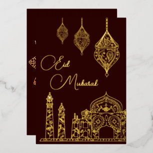 Elegant Islamic Ornamental Mosque Lanterns Ramadan Foil Holiday Card