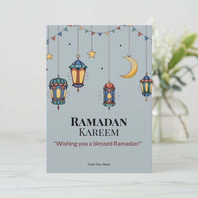 Elegant Islamic Ramadan Greeting Card – Customized (Standing Front)