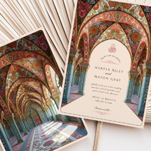 Elegant Islamic Wedding Floral Arch Motifs Invitation