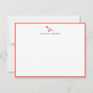 Elegant Island Coral Floral Stem Note Card