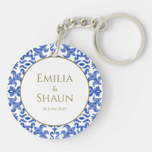 Elegant Italian Blue Acrylic Keychain