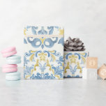 Elegant Italian Blue Tile Lemon Wedding Wrapping Paper<br><div class="desc">Elegant Italian Blue Tile Lemon Wedding collection features dusty blue color and sweet lemon,  stylish script and classy font event details,  modern and romantic,  great for garden themed summer wedding. If you need any other matching product or customization,  kindly message via Zazzle.</div>