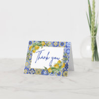 Elegant Italian Blue Tiles Lemon Citrus Script