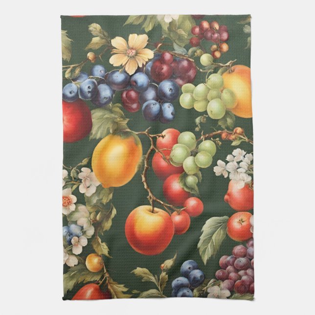 Elegant Italian Design with a Fruits and Flowers Kitchen Towel (Vertical)