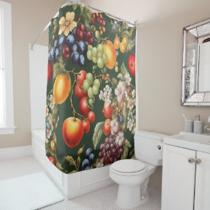 Elegant Italian Design with a Fruits and Flowers Shower Curtain