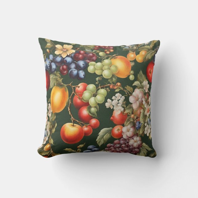 Elegant Italian Design with a Fruits and Flowers Throw Pillow (Front)