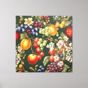 Elegant Italian Design with Fruits and Flowers Canvas Print
