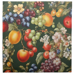 Elegant Italian Design with Fruits and Flowers Cloth Napkin