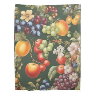 Elegant Italian Design with Fruits and Flowers Duvet Cover