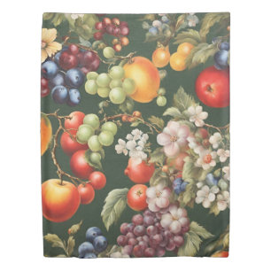 Elegant Italian Design with Fruits and Flowers Duvet Cover