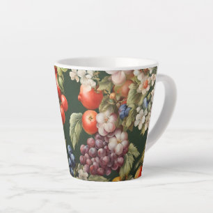 Elegant Italian Design with Fruits and Flowers Latte Mug