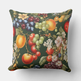 Elegant Italian Design with Fruits and Flowers Throw Pillow