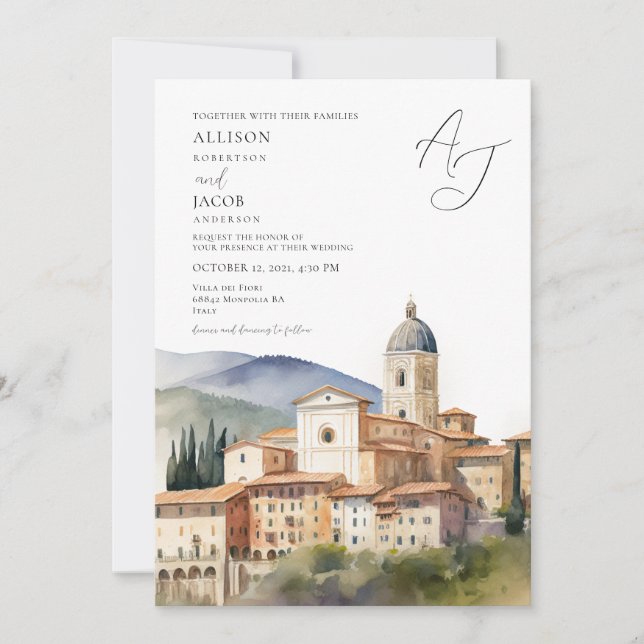 Elegant Italian Destination Wedding Invitation (Front)
