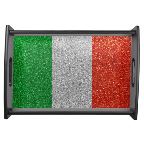 Elegant Italian Flag Family Keepsake Italy Glitter Serving Tray