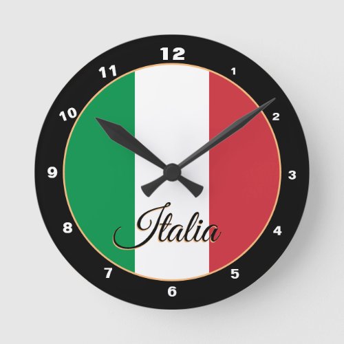 Elegant Italian Flag  Italy trendy Home  design Round Clock