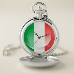 Elegant Italian Flag Pocket Watch – Silver Vintage