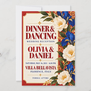 Elegant Italian Floral Wedding Reception Invitatio Invitation