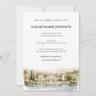 Elegant Italian Lake Como Bridal Shower Invitation