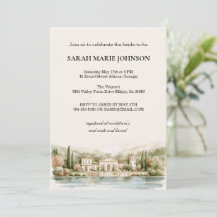 Elegant Italian Lake Como Bridal Shower Invitation