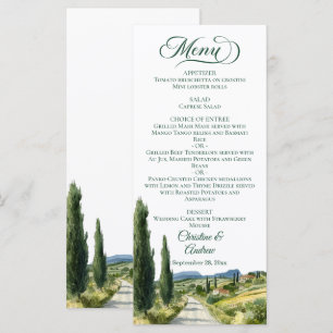 Elegant Italian Landscape Wedding Menu