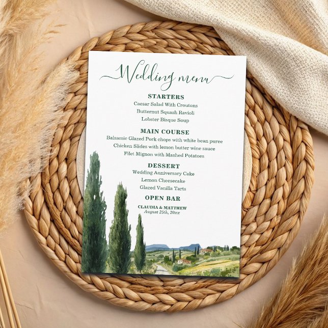 Elegant Italian Landscape Wedding Menu (Creator Uploaded)