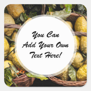 Elegant Italian Lemon Basket Amalfi Coast Lemons Square Sticker