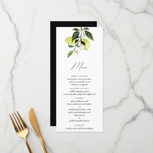 Elegant Italian Lemons Calligraphy Menu