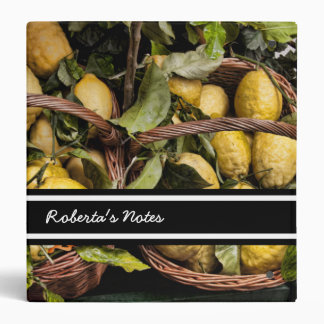 Elegant Italian Lemons in a Basket 3 Ring Binder