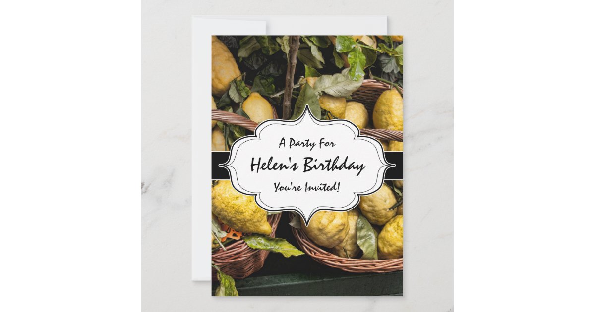 Elegant Italian Lemons in a Basket Invitation | Zazzle
