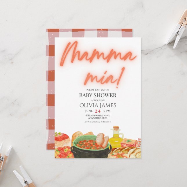 Elegant Italian mamma mia baby shower  Invitation (Front/Back In Situ)