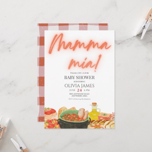 Elegant Italian mamma mia baby shower  Invitation