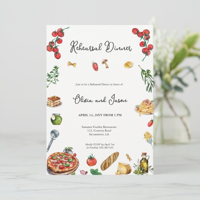 Elegant Italian Rehearsal Dinner Invitation (Standing Front)