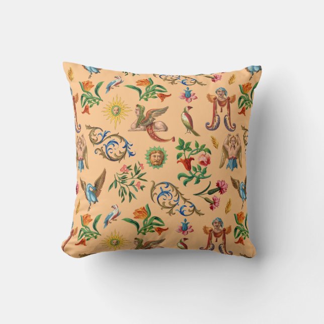 Elegant Italian Renaissance Grotesques Throw Pillow (Front)